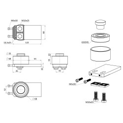 Ložiskový záves ø 68mm, M10x25mm Ložiskový záves ø 68mm, M10x25mm